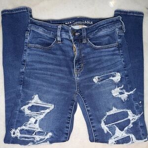 American Eagle Outfitters Women's Ripped Blue Skinny Jeans